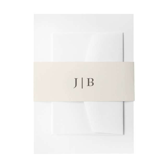 Elegante einfache Monogram Cream Ivory Wedding Einladungsbanderole (Vorderseite Beispiel)