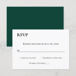 Elegante einfache Monogram Green Modern Wedding RSVP Karte