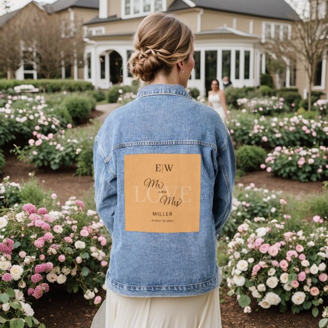 Elegante Einfache Pfirsicheife Jeansjacke (Hochzeit Rückseite)