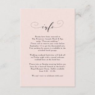 Elegante, einfache pfirsichrosa Hochzeitsinformati Begleitkarte