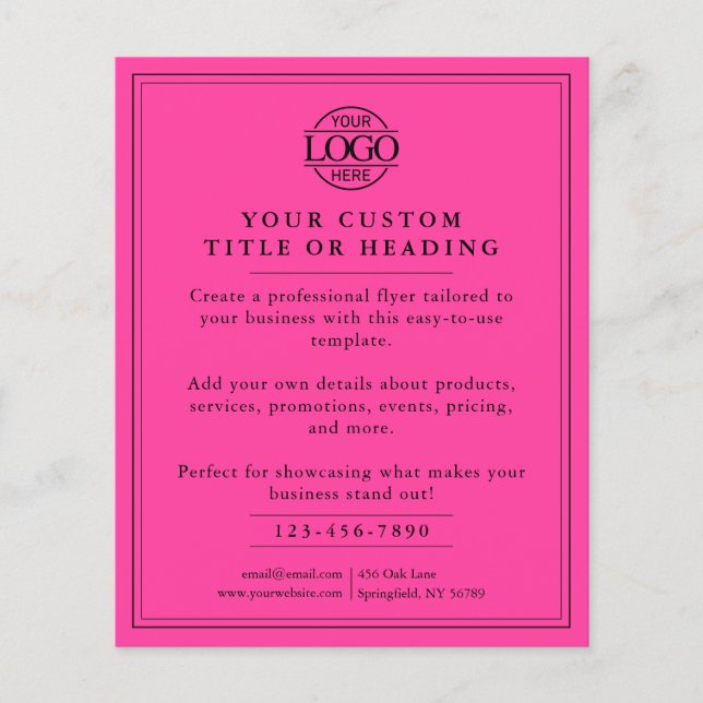 Elegante, einfache, rosa Logo-Werbung Flyer (Vorne)