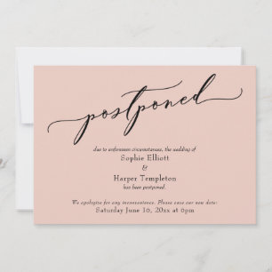 Elegante einfache rosafarbene verschobene Hochzeit Einladung