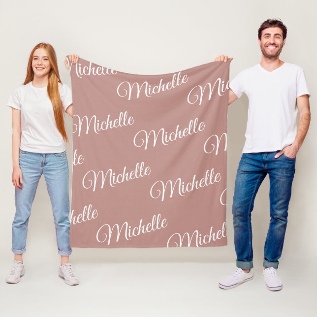 Elegante einfache Rose Gold Rosa Wiederholungsname Fleecedecke (Beispiel)