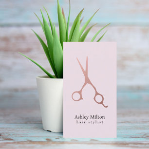 Elegante einfache Rose Gold Scheren Haarstylistin Visitenkarte