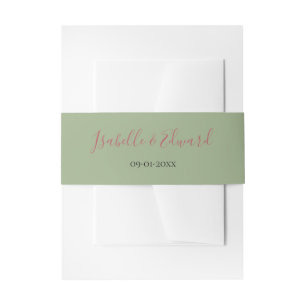 Elegante einfache Salbeigrüne Hochzeit Einladungsbanderole