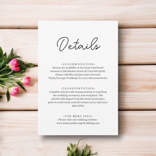 Elegante, einfache Schwarz-Weiß-Chic Moderne Hochz Begleitkarte (Von Creator hochgeladen)