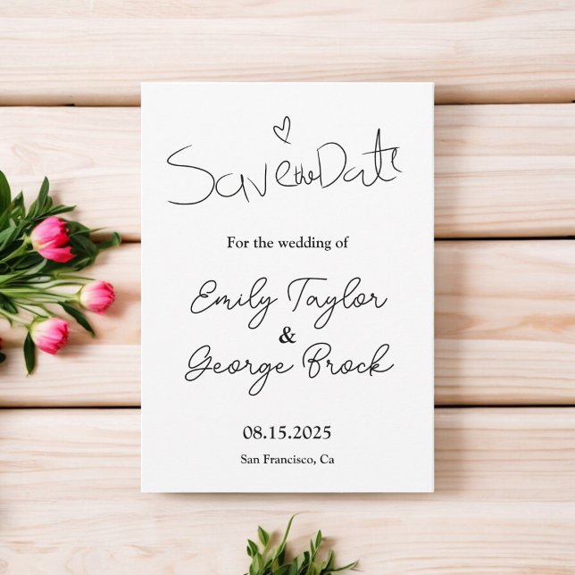 Elegante, einfache Schwarz-Weiß-Chic Moderne Hochz Save The Date (Von Creator hochgeladen)