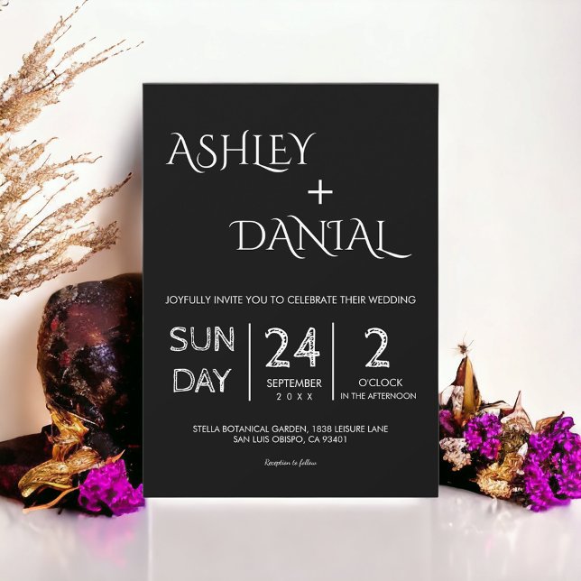 Elegante, einfache Schwarz-Weiß-Delikatesse Einladung (Von Creator hochgeladen)