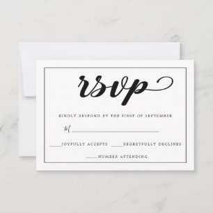 Elegante, einfache Schwarz-Weiß-Gerahmte UAWG RSVP Karte
