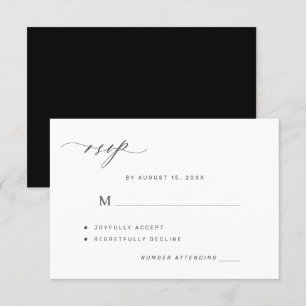 Elegante, einfache Schwarz-Weiß-Hochzeit RSVP Karte