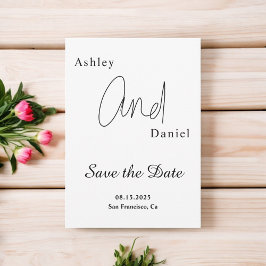 Elegante einfache Schwarz-Weiß-Kalligraphie-Hochze Save The Date