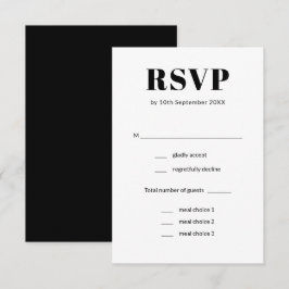 Elegante einfache Schwarz-Weiß-Mahlzeiten RSVP Karte