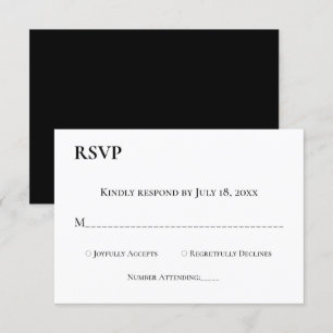 Elegante einfache Schwarz-Weiß-Monogramm-Hochzeit RSVP Karte