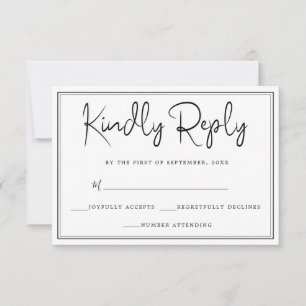 Elegante einfache Schwarz-Weiß-UAWG RSVP Karte