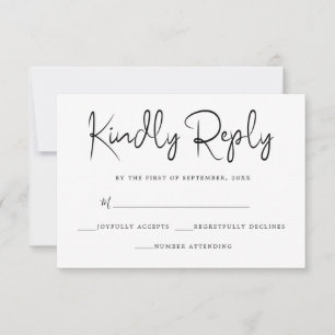 Elegante einfache Schwarz-Weiß-UAWG RSVP Karte