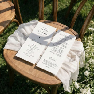 Elegante einfache schwarz-weiße Herz-Hochzeit Programm