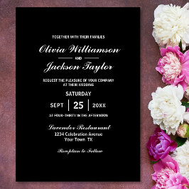 Elegante einfache Schwarz-weiße Hochzeit Einladung
