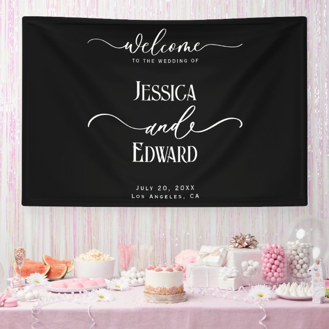 Elegante, einfache Schwarz-weiße moderne Minimalsc Banner (Party)