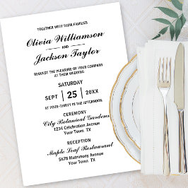 Elegante, einfache Schwarze Hochzeit Einladung