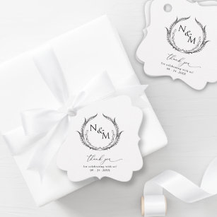 Elegante einfache, schwarze und weiße Monogramm-Ho Geschenkanhänger
