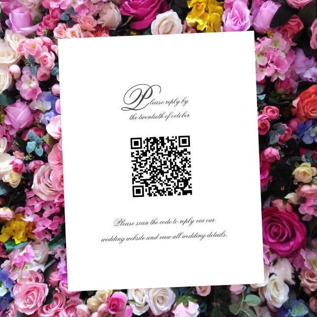 Elegante einfache Script QR Code Wedding RSVP Card Karte (Von Creator hochgeladen)