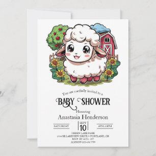 Elegante, einfache Sheep Baby-Dusche Einladung