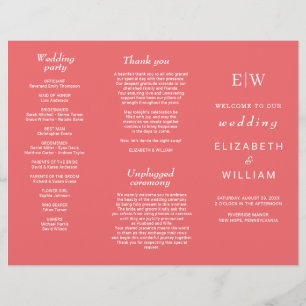 Elegante einfache Sunset Coral mit Monogram Weddin Flyer