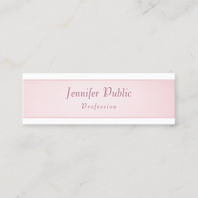 Elegante einfache Template Rose Gold White Modern Mini Visitenkarte (Vorderseite)