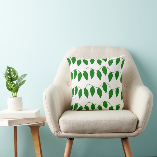 Elegante einfache tropische grüne Blätter Kissen (Stuhl )