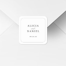 Elegante, einfache Typografie, Schwarz-Weiß-Hochze Quadratischer Aufkleber