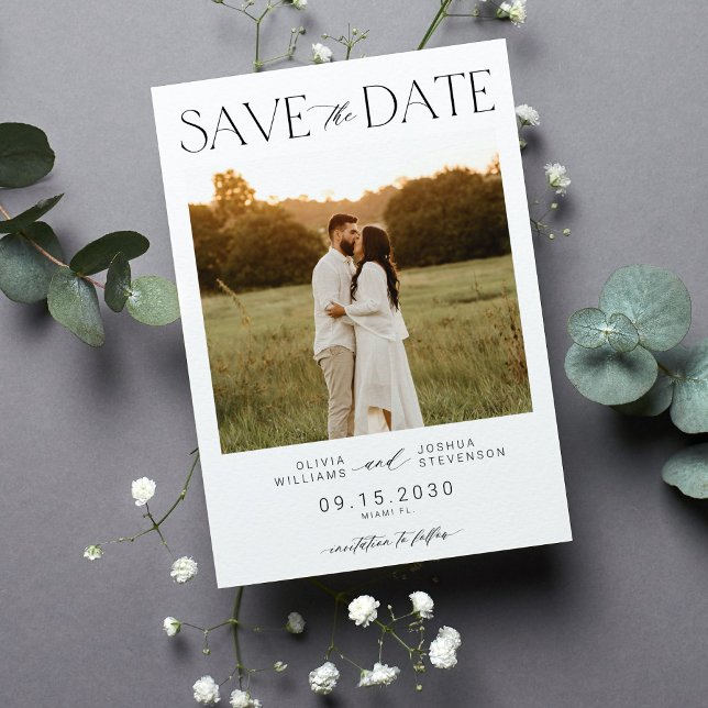 Elegante, einfache Typografie-Script-Foto Hochzeit Save The Date (Von Creator hochgeladen)