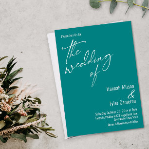 Elegante einfache Typografie Teal Die Hochzeit von Einladung
