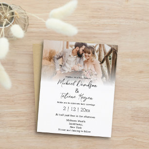 elegante einfache verblasste Foto-Hochzeitseinladu