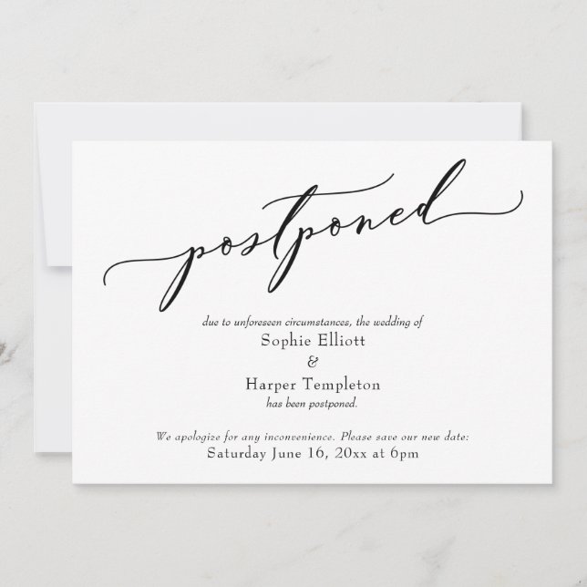Elegante einfache verspätete Hochzeitsankündigung Einladung (Vorderseite)