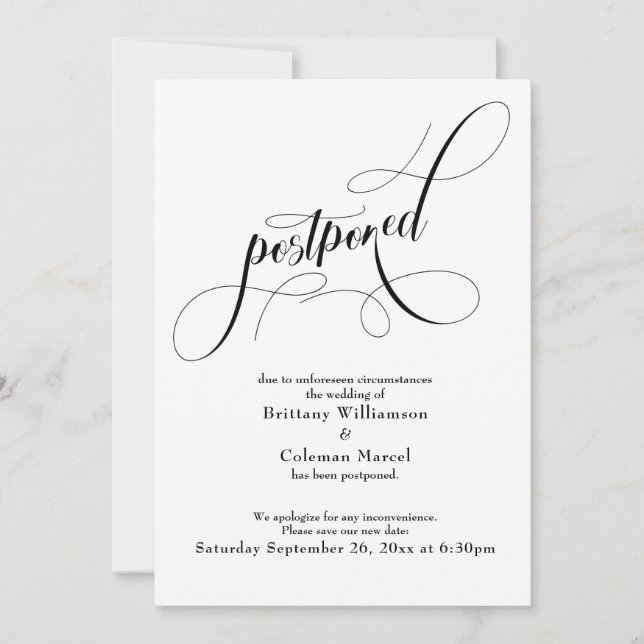 Elegante einfache verspätete Hochzeitsankündigung Einladung (Vorderseite)