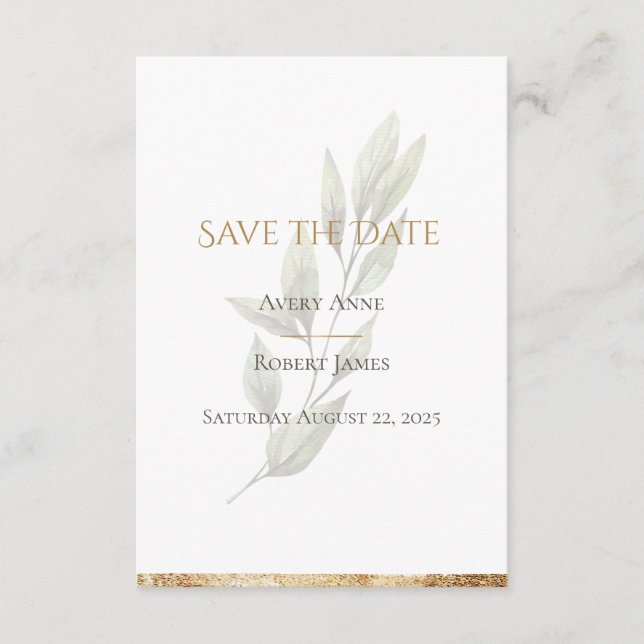 Elegante Einfache Wasserfarben Save The Date (Vorderseite)