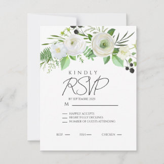 Elegante einfache weiße Blumen-Einladung RSVP Karte