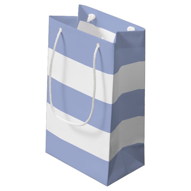 Elegante, einfache, weiße Streifen Kleine Geschenktüte (Rückseite Schrägansicht)