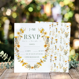 Elegante einfache Yellow Wedding RSVP Response Car Karte