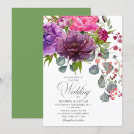 Elegante einfarbige Hochzeit der Wasserfarben Einladung