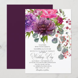 Elegante einfarbige Hochzeit der Wasserfarben Einladung