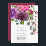 Elegante einfarbige Hochzeit der Wasserfarben Einladung<br><div class="desc">Elegante monochrome Aquarellfarben Floral Wedding Einladungen bietet ein stilvolles Aquarellbouquet in Rosa,  lila und bordeauxrot mit Grün. Personalisiert,  indem Sie den Text in den dafür vorgesehenen Textfeldern bearbeiten. Entworfen von ©Evco Studio www.zazzle.com/store/evcostudio</div>