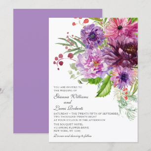 Elegante einfarbige Hochzeit der Wasserfarben Einladung