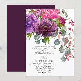 Elegante einfarbige Hochzeit der Wasserfarben Einladung