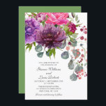 Elegante einfarbige Hochzeit der Wasserfarben Einladung<br><div class="desc">Elegante monochrome Aquarellfarben Floral Wedding Einladungen bietet ein stilvolles Aquarellbouquet in Rosa,  lila und bordeauxrot mit Grün. Personalisiert,  indem Sie den Text in den dafür vorgesehenen Textfeldern bearbeiten. Entworfen von ©Evco Studio www.zazzle.com/store/evcostudio</div>