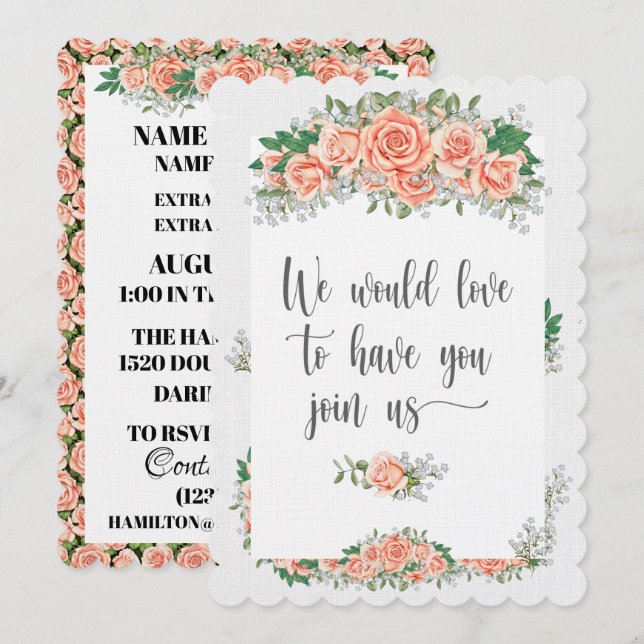 Elegante Einladung auf Leinenbestand (Vorne/Hinten)