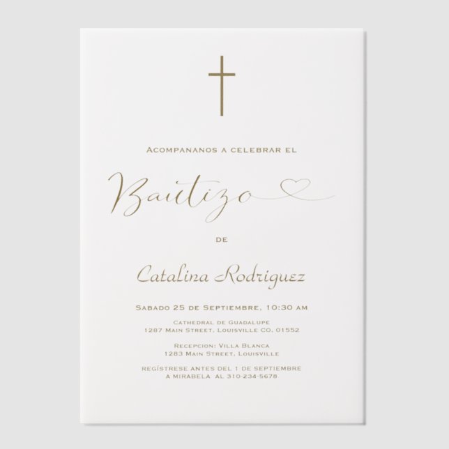 Elegante Einladung De Bautizo Hija Girl Taufe (Vorderseite)