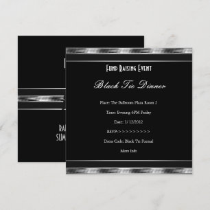 Elegante Einladung Fundraiser Formal Silver Black