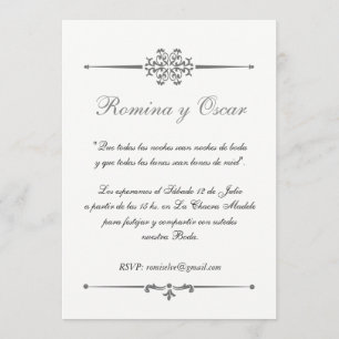 Elegante Einladung für Hochzeiten in Español.