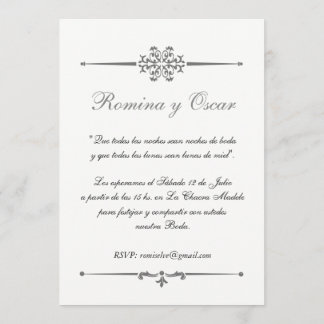 Elegante Einladung für Hochzeiten in Español.